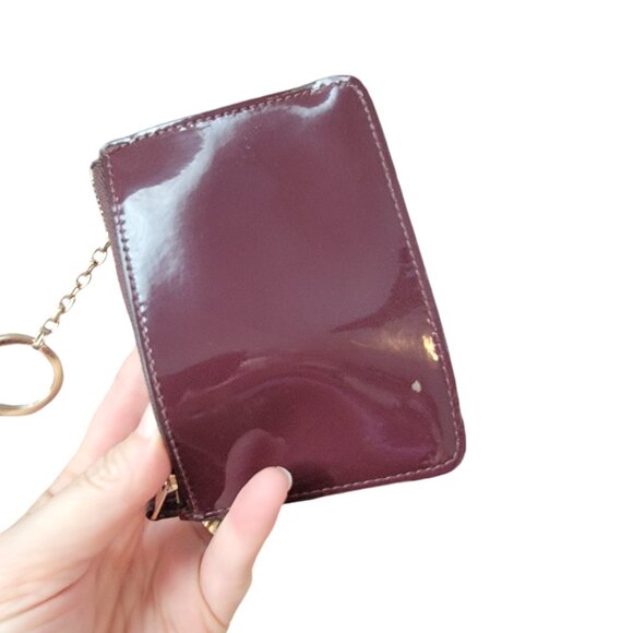 Coach Glossy Burgundy Red Patent Leather Coin Pouch Wristlet w keychain - Picture 4 of 15